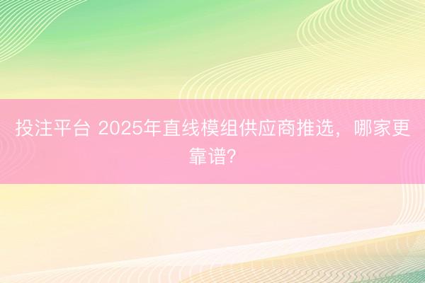 投注平台 2025年直线模组供应商推选,哪家更靠谱?