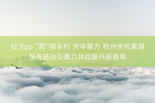 投注pp “箭”指乡村 芳华聚力 杭州余杭黄湖服务搭台引青力共绘振兴新篇章