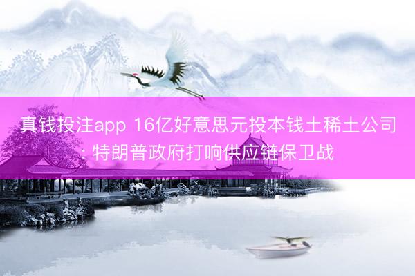 真钱投注app 16亿好意思元投本钱土稀土公司: 特朗普政府打响供应链保卫战