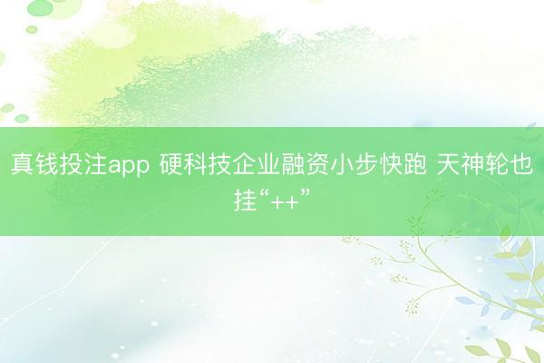 真钱投注app 硬科技企业融资小步快跑 天神轮也挂“++”