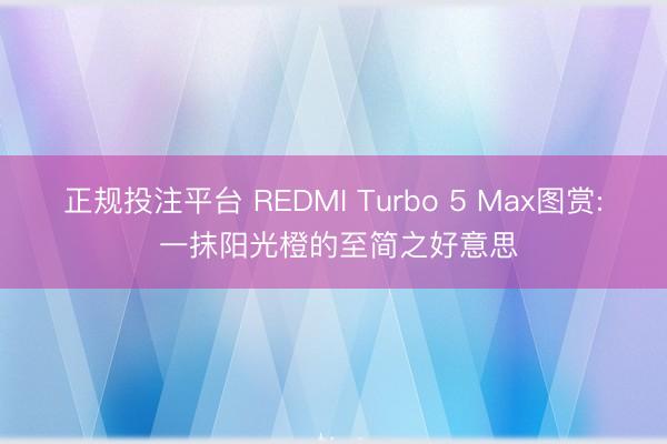 正规投注平台 REDMI Turbo 5 Max图赏: 一抹阳光橙的至简之好意思