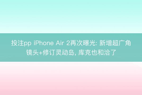 投注pp iPhone Air 2再次曝光: 新增超广角镜头+修订灵动岛， 库克也和洽了