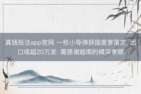 真钱投注app官网 一枚小导弹获国度寥落奖， 出口或超20万发: 需感谢越南的精深孝顺