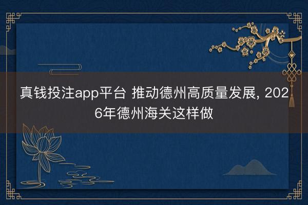 真钱投注app平台 推动德州高质量发展， 2026年德州海关这样做