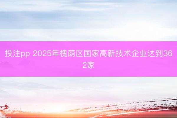 投注pp 2025年槐荫区国家高新技术企业达到362家