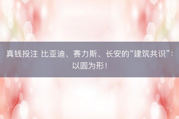 真钱投注 比亚迪、赛力斯、长安的“建筑共识”：以圆为形！