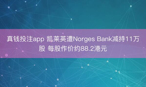 真钱投注app 凯莱英遭Norges Bank减持11万股 每股作价约88.2港元