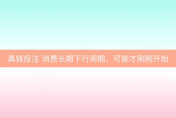 真钱投注 消费长期下行周期，可能才刚刚开始