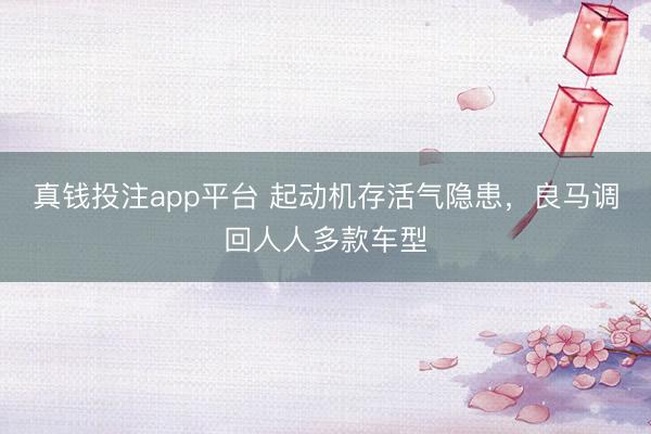 真钱投注app平台 起动机存活气隐患，良马调回人人多款车型