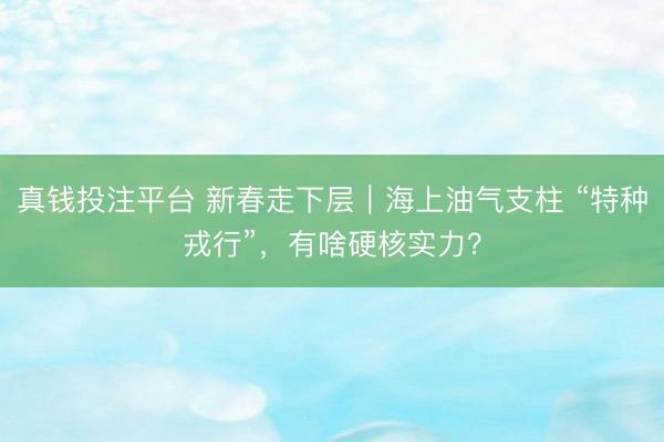 真钱投注平台 新春走下层｜海上油气支柱 “特种戎行”，有啥硬核实力？