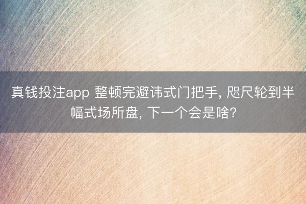 真钱投注app 整顿完避讳式门把手， 咫尺轮到半幅式场所盘， 下一个会是啥?