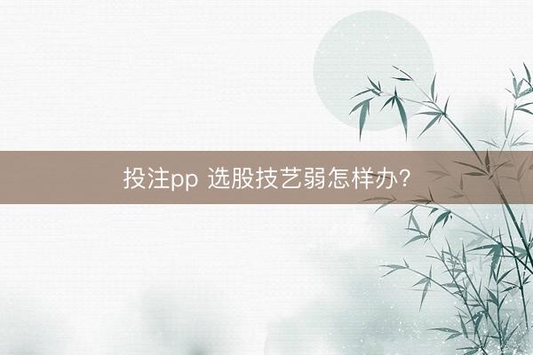 投注pp 选股技艺弱怎样办？