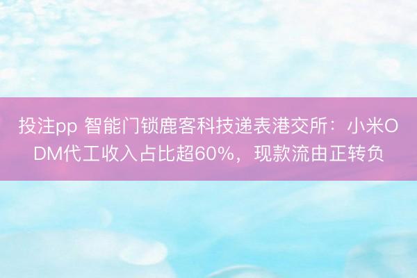 投注pp 智能门锁鹿客科技递表港交所：小米ODM代工收入占比超60%，现款流由正转负