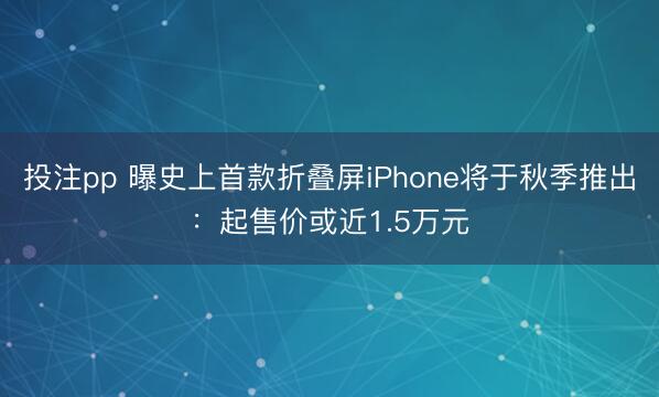 投注pp 曝史上首款折叠屏iPhone将于秋季推出:起售价或近1.5万元