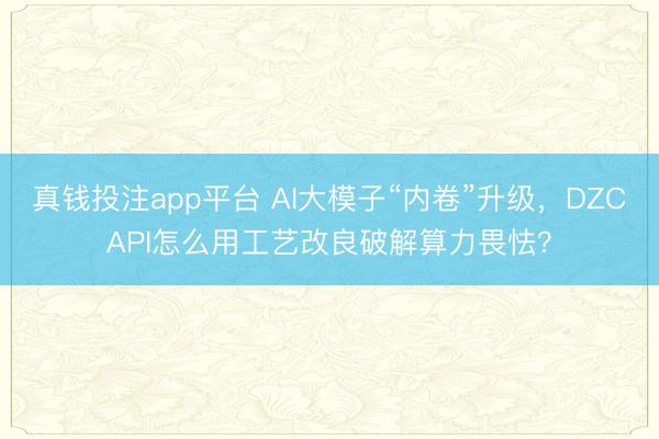 真钱投注app平台 AI大模子“内卷”升级，DZCAPI怎么用工艺改良破解算力畏怯？