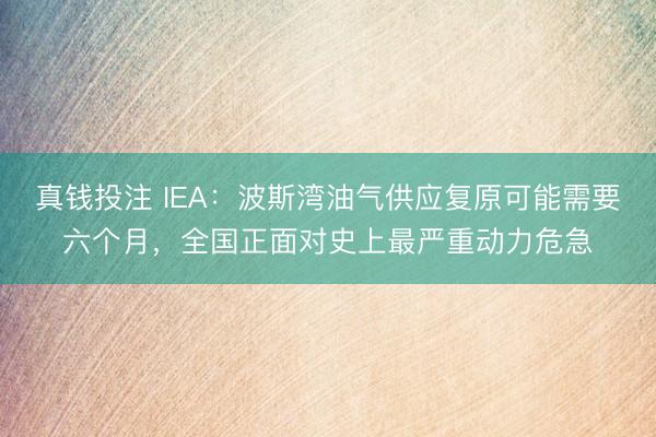 真钱投注 IEA:波斯湾油气供应复原可能需要六个月,全国正面对史上最严重动力危急