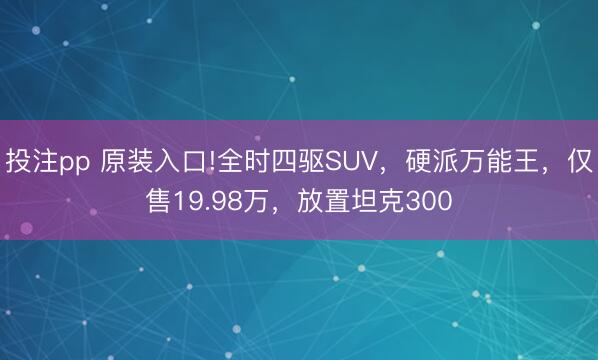 投注pp 原装入口!全时四驱SUV，硬派万能王，仅售19.98万，放置坦克300