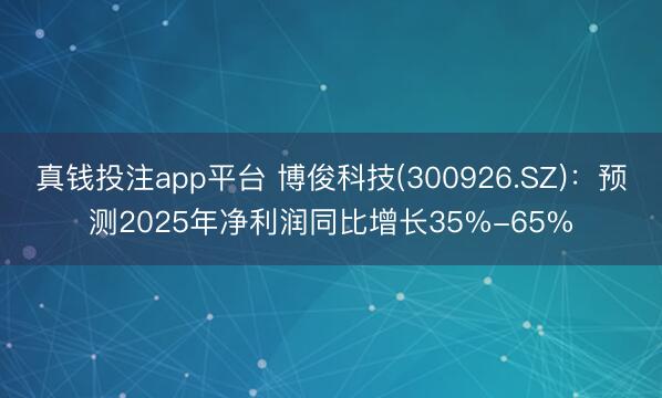真钱投注app平台 博俊科技(300926.SZ)：预测2025年净利润同比增长35%-65%