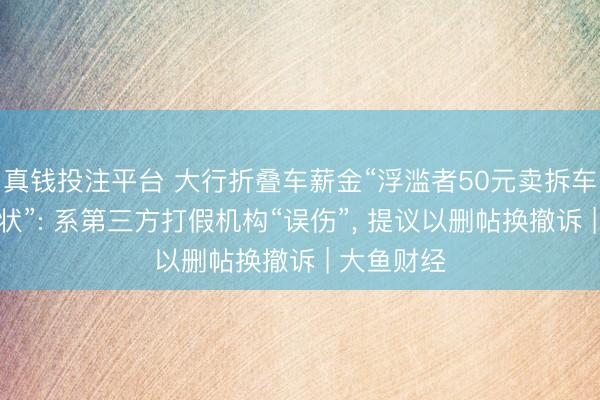 真钱投注平台 大行折叠车薪金“浮滥者50元卖拆车坐垫遭告状”: 系第三方打假机构“误伤”, 提议以删帖换撤诉 | 大鱼财经