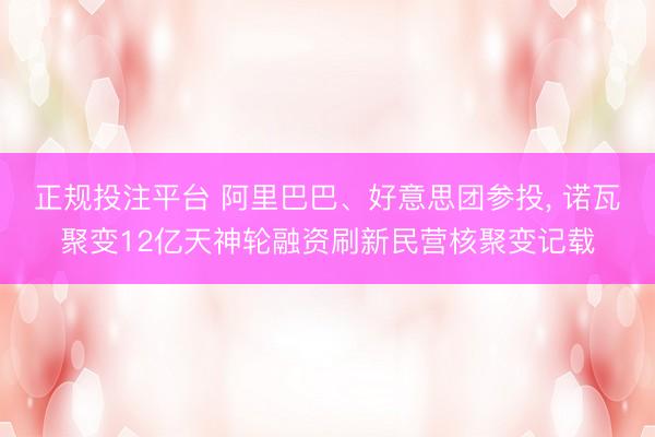 正规投注平台 阿里巴巴、好意思团参投, 诺瓦聚变12亿天神轮融资刷新民营核聚变记载