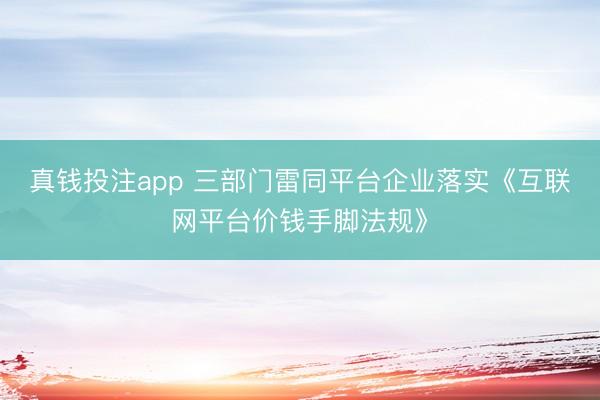 真钱投注app 三部门雷同平台企业落实《互联网平台价钱手脚法规》
