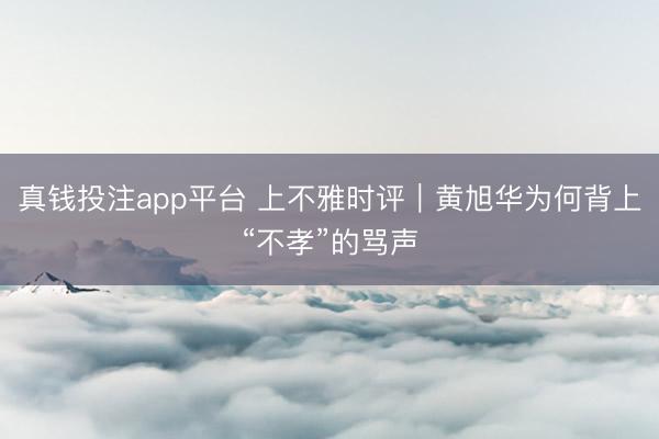 真钱投注app平台 上不雅时评|黄旭华为何背上“不孝”的骂声