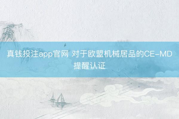 真钱投注app官网 对于欧盟机械居品的CE-MD提醒认证