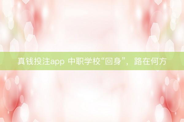 真钱投注app 中职学校“回身”,路在何方