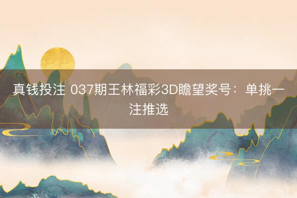 真钱投注 037期王林福彩3D瞻望奖号：单挑一注推选