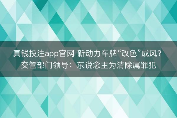 真钱投注app官网 新动力车牌“改色”成风? 交管部门领导:东说念主为清除属罪犯