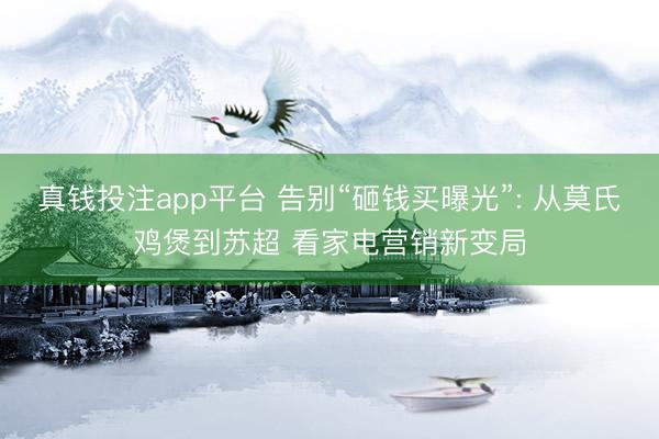 真钱投注app平台 告别“砸钱买曝光”: 从莫氏鸡煲到苏超 看家电营销新变局