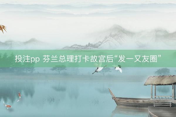 投注pp 芬兰总理打卡故宫后“发一又友圈”