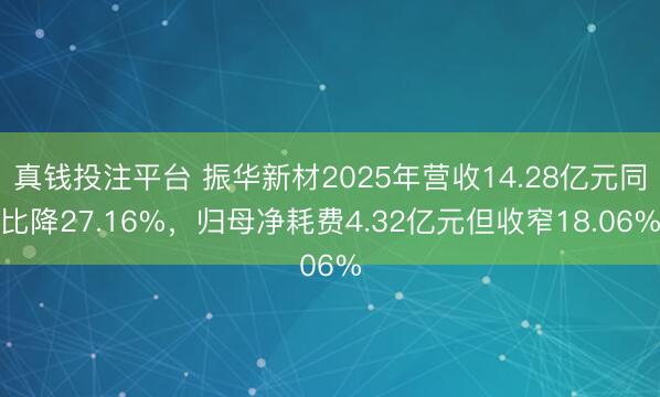 真钱投注平台 振华新材2025年营收14.28亿元同比降27.16%，归母净耗费4.32亿元但收窄18.06%