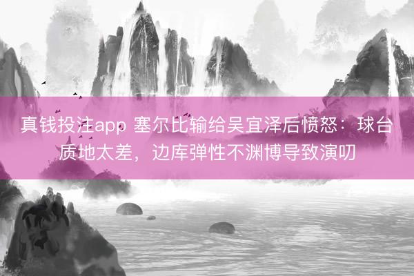 真钱投注app 塞尔比输给吴宜泽后愤怒：球台质地太差，边库弹性不渊博导致演叨