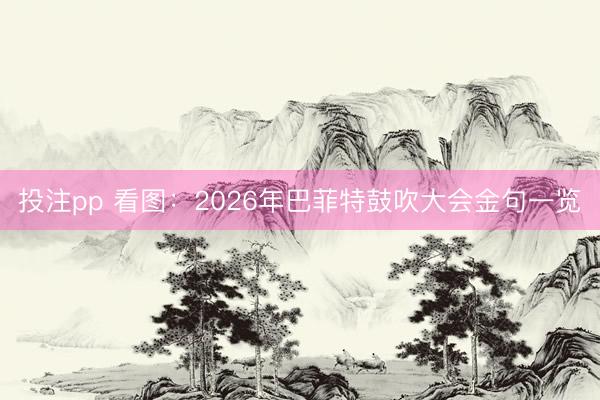 投注pp 看图：2026年巴菲特鼓吹大会金句一览