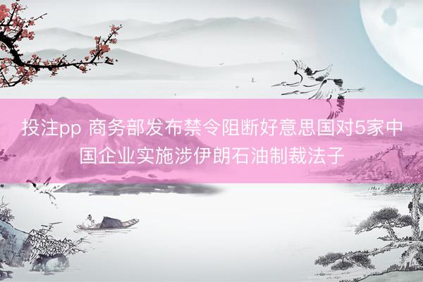 投注pp 商务部发布禁令阻断好意思国对5家中国企业实施涉伊朗石油制裁法子
