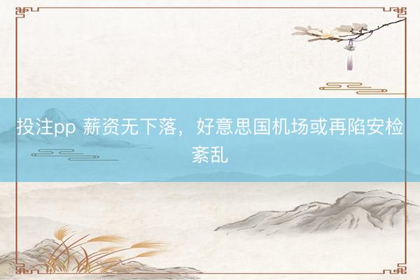 投注pp 薪资无下落，好意思国机场或再陷安检紊乱