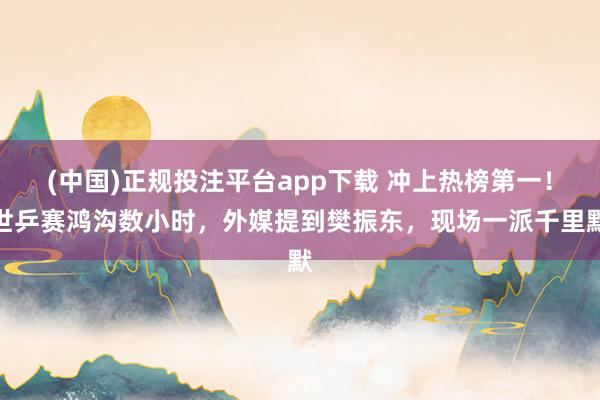 (中国)正规投注平台app下载 冲上热榜第一!世乒赛鸿沟数小时,外媒提到樊振东,现场一派千里默