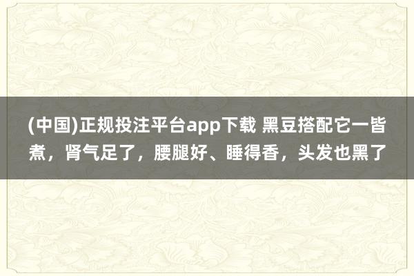 (中国)正规投注平台app下载 黑豆撘配它一皆煮,肾气足了,腰腿好、睡得香,头发也黑了
