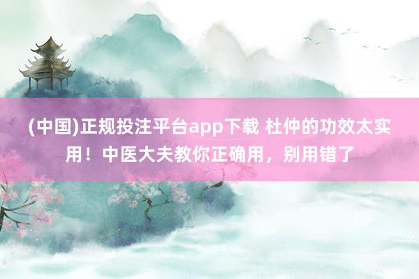 (中国)正规投注平台app下载 杜仲的功效太实用!中医大夫教你正确用,别用错了