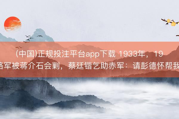 (中国)正规投注平台app下载 1933年,19路军被蒋介石会剿,蔡廷锴乞助赤军:请彭德怀帮我!