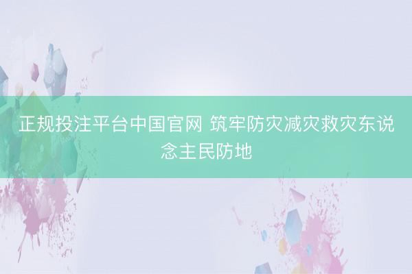 正规投注平台中国官网 筑牢防灾减灾救灾东说念主民防地