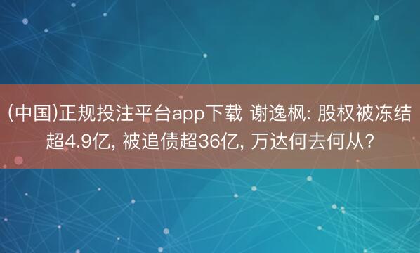 (中国)正规投注平台app下载 谢逸枫: 股权被冻结超4.9亿, 被追债超36亿, 万达何去何从?