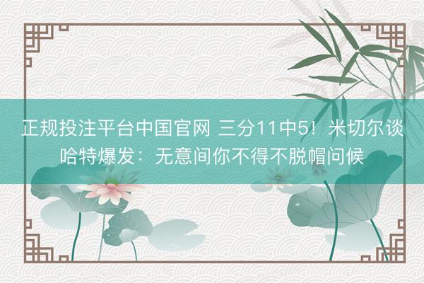 正规投注平台中国官网 三分11中5!米切尔谈哈特爆发:无意间你不得不脱帽问候