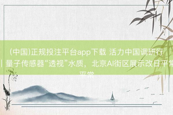 (中国)正规投注平台app下载 活力中国调研行|量子传感器“透视”水质,北京AI街区展示改日平常