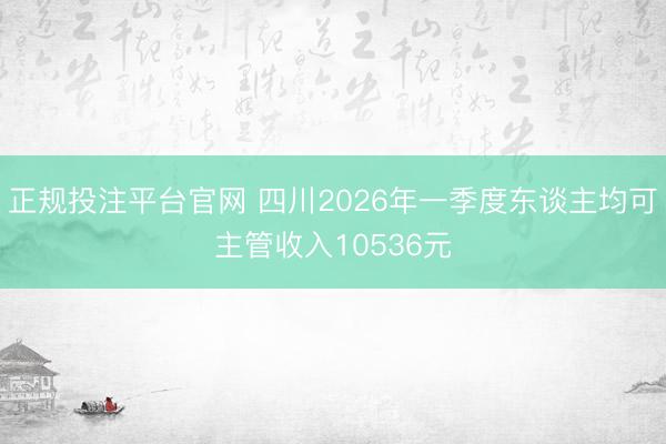 正规投注平台官网 四川2026年一季度东谈主均可主管收入10536元