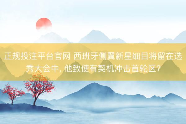 正规投注平台官网 西班牙侧翼新星细目将留在选秀大会中, 他致使有契机冲击首轮区?